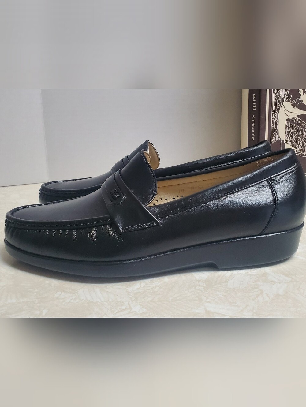 SAS Men's Black Leather Ace Penny Loafers - Picture 2 of 5